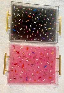 Luxury Black Resin Serving <b>Tray</b> with Gold Foil Resin <b>Storage</b> <b>Tray</b> - Product Image 5