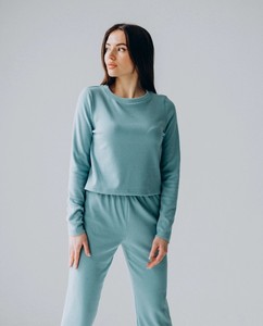 Women's Hooded <b>Crop</b> Sweatshirt & Matching <b>Joggers</b> Set Casual Solid Color Full Sleeve Drawstring Pants Loose Fit Autumn Wear - Product Image 6
