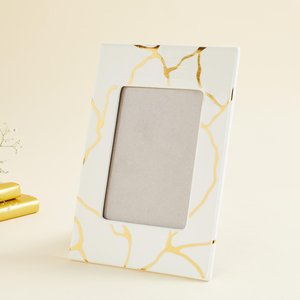 Premium White Marble Photo <b>Frame</b> with <b>Gold</b> Strips Elegant Luxury Natural Stone Picture <b>Frame</b> for Home Decor & Gifts - Product Image 1