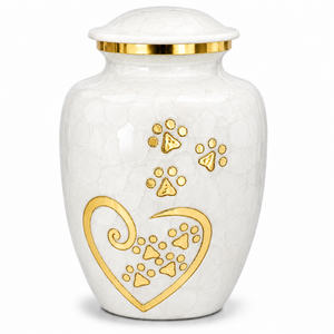 Urne funéraire commémorative pour animaux de compagnie, style américain/européen, en émail bleu argenté avec pattes gravées en forme de cœur, pour le stockage des cendres funéraires. - Product Image 6