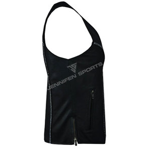 Chaleco de Motocicleta Personalizado para Mujer, Talla Grande, con Pedrería, Resistente al Viento, a la Abrasión y al Agua, de Cuero Genuino - Product Image 3