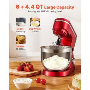 Batidora Eléctrica de Pedestal de 6 Cuartos de Galón y 300 W, Batidora de Alimentos de Cocina con 10 Velocidades, Tazón de Acero Inoxidable con Cabezal Inclinable, Gancho para Masa, Batidor de Varillas para Hornear - Product Image 5