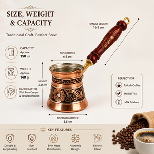 Handmade Engraved Copper Turkish Coffee Pot Cezve Ibrik Wooden Handle <b>Arabic</b> Greek Espresso Coffee Maker Milk Warmer Gift Pot - Product Image 5