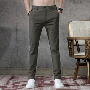 Pantalon habillé décontracté pour homme, léger, taille mi-haute, coupe droite, coupe ajustée, extensible, coupe-vent, respirant, hiver, 100% coton, lavable - Product Image 6