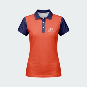 Women's <b>Orange</b> <b>Polo</b> <b>Shirt</b> Short Sleeve Solid Color Casual Breathable cotton Fabric Heat Transfer Front Logo - Product Image 1