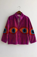 Blouson Bomber en Velours Brodé à Motifs Floraux Réversibles Style Vintage – Écologique, Coupe-Vent, Coton Automne/Hiver – Vente en Gros