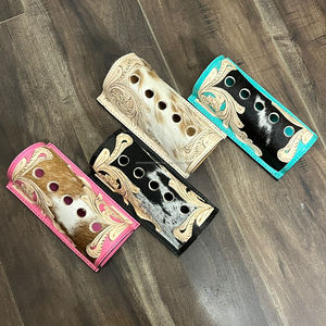 Nouvel organiseur de stylos en cuir façonné à la main de style occidental, en cuir de vachette véritable avec poils, motif floral, décoration de bureau, porte-stylos, accessoire de bureau - Product Image 3
