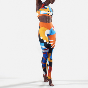 Conjunto Deportivo de Yoga para Mujer con Estampado de Sublimación Personalizado, Sujetador Deportivo y Leggings de Cintura Alta, Conjunto Deportivo sin Costuras para Gimnasio - Product Image 4