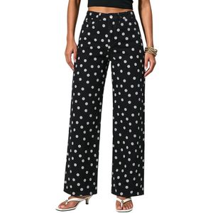 Custom Polka Dot Print Wide Leg <b>Jeans</b> Women <b>High</b> Rise <b>White</b> Denim Pure Woven Cotton Loose Fit Pants - Product Image 3