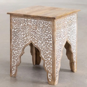 Vandana Terra Cresta Brown Wood Tone <b>Antique</b> Side <b>Table</b> - Product Image 2