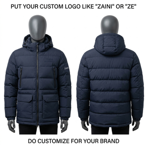 Men Long Puffer <b>Jacket</b> 190 GSM Polyester Taslon Hooded Dark <b>Pink</b> Quilted Panel <b>Waterproof</b> Windproof Thick Winter OEM ODM - Product Image 1