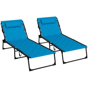 Set di Sedie a Sdraio Pieghevoli Reclinabili Blu Cielo Regolabili per Esterni, Arredamento da Giardino per il Relax - Product Image 1