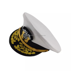 Chapeau de capitaine de marin personnalisé stock vente en gros de casquettes de marine vintage pour femmes casquettes de marine feutre de laine haut plat casquette de marine en coton - Product Image 2