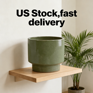 Ensemble de 3 pots de fleurs en céramique émaillée solide, faits à la main, en terre cuite respirante, vert terre, modernes et écologiques pour le jardin - Product Image 2