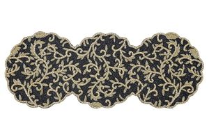 Camino de Mesa Bordado con Flores, Negro y Dorado, Decoración Clásica para el Hogar, Lavable - Product Image 3