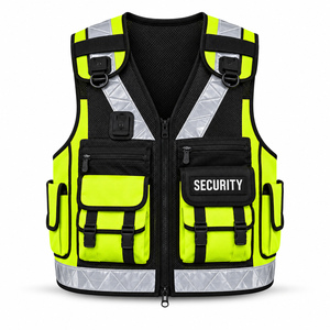 Veste de sécurité réfléchissante noire haute visibilité pour le travail, avec bandes, pour la sécurité personnelle, la construction, tailles adultes hommes - Product Image 4