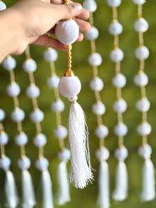 Guirnalda de Bolas de Terciopelo Verde Mar y Blanco con Borlas, Decoración Colgante para Haldi, Mehndi, Seemantham, Inauguración de Casa, Fondo de Boda - Product Image 6