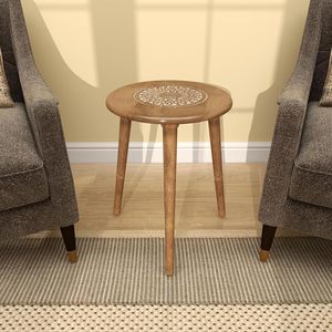 Table en bois à trois pieds, table basse ronde moderne et table d'appoint pour petits espaces, support pour livres, magazines, plantes - Product Image 3
