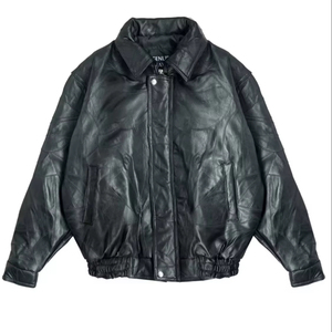 Chaqueta de Cuero Clásica para Hombre, con Cuello Alto de Lona, Logotipo Frontal, Diseño Moderno y Vanguardista de Alta Calidad, Impermeable y Transpirable - Product Image 1