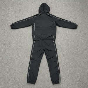 Ensemble de survêtement pour homme, noir, à capuche, brodé, respirant, style sportif, séchage rapide, en coton, avec logo sur le devant, pour l'hiver - Product Image 6