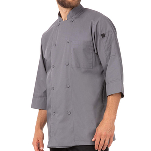 Veste de chef à manches longues, respirante et tissée pour hommes, pour restaurant, cuisine, avec logo et couleur personnalisés. - Product Image 2