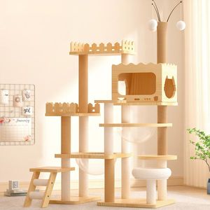 Torre per Gatti Moderna da 170 cm con Tiragraffi Rivestiti in Sisal, Albero per Gatti da Interno in Legno con Postazione Superiore, Confortevole Cuccia per Gatti - Product Image 1