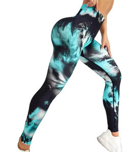 Pantalones de yoga Tie Dye 2026 en stock, transpirables, para correr al aire libre, con efecto fruncido en los glúteos y cintura alta - Product Image 2