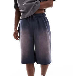 Shorts en coton délavé à l'acide pour hommes, décontractés, prix d'usine, personnalisation de la marque, vente en gros - Product Image 4