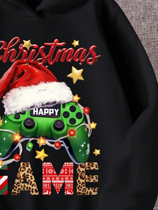 Sweat-shirt à capuche pour homme avec imprimé arbre de Noël et manette de jeu, coupe classique, en coton, décontracté, pour l'hiver, avec poche avant - Product Image 5