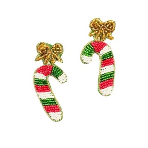 Boucles d'oreilles à la mode sur le thème de Noël avec boucles d'oreilles scintillantes personnalisées en perles de rocaille pour le jour de Noël-bijoux personnalisables - Product Image 1