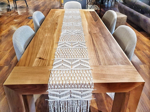 Wholesale Pure Handmade Wedding Woven Macrame Luxury Cotton Tassels Decoration <b>Table</b> <b>Runners</b> for <b>Table</b> Decor 14 X 78 inches - Product Image 1