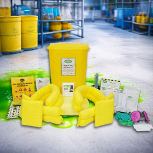 Kit de Derrames Químicos de Alta Resistencia de 60 Litros, Contenedor Amarillo de 15 Galones con Pedal, Kit Absorbente de Materiales Peligrosos para Derrames Industriales de Aceite y Productos Químicos - Product Image 1