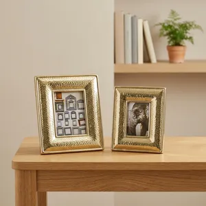 Handcrafted Hammered Metal <b>Gold</b> Photo <b>Frame</b> Rectangular Tabletop Decorative Picture <b>Frame</b> Elegant Home Office Display Gift - Product Image 4