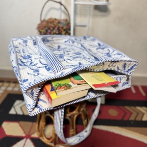 Sac fourre-tout matelassé en coton, imprimé floral vintage, réversible, pour la plage, le shopping, sac à bandoulière avec fermeture éclair, pour les voyages et l'usage quotidien - Product Image 6
