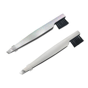Pince à épiler en acier inoxydable à pointe fine, design moderne et durable, avec brosse à poils noirs pour une mise en forme précise - Product Image 5