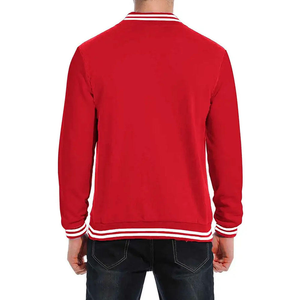 Maroon <b>Canvas</b> Varsity <b>Jacket</b> with White Stripes Casual <b>Men's</b> Cool Style High Street Cotton Blend Stand Collar Zipper - Product Image 4