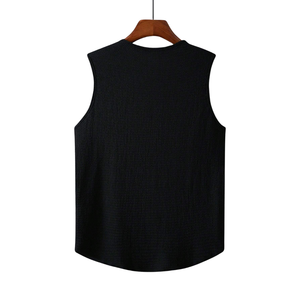 Camiseta sin mangas de punto con estampado de letras para hombre, chaleco informal de verano con cuello en V, suave, cómoda y ligera, estilo urbano para el día a día - Product Image 2