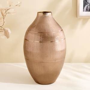 Jarrón cilíndrico moderno de metal dorado cepillado con banda central martillada, jarrón de suelo de lujo, minimalista, resistente al óxido, hecho a mano - Product Image 2