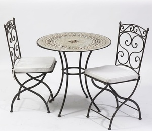 Traditional European Design Wrought Iron <b>Chair</b> Powder Coated Eco-Friendly Weather Resistant Non-Foldable <b>4</b>-Seater Garden <b>Set</b> - Product Image 2