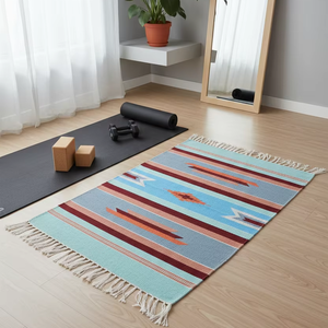 Tapis/chemin de table moderne en coton peluche fait main à motifs floraux – Lavable, avec envers réversible, épaisseur personnalisable pour la maison et les voyages - Product Image 1