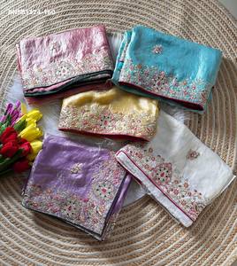High Quality Nylon Fancy Silk with Cording Dori-Sequin work Scattered Butti- Border <b>Saree</b> & <b>Blouse</b> Collection Indian Supplier - Product Image 2