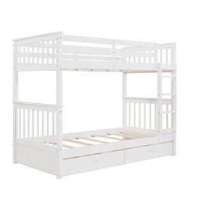 Letto a castello singolo con scalette bianche e due cassetti contenitore per bambini (Vecchio SKU LT000265AAK) - Product Image 6