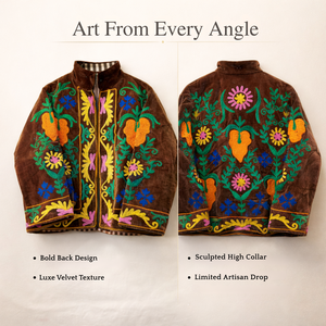 Chaqueta de Terciopelo Personalizada para Mujer, Bordado de Estrella Celestial y Corazón, Cuello Alto, Bolsillos Laterales, Forro de Algodón Transpirable - Product Image 2