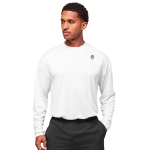 T-shirt à manches longues surdimensionné pour homme, blanc, coupe décontractée, léger, respirant, pour la salle de sport, l'entraînement, le sport et les occasions décontractées - Product Image 4