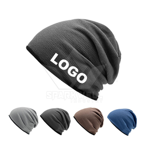 Bonnet en tricot gris unisexe avec bordure noire, couleur unie, bonnet d'hiver décontracté, 100% acrylique, taille adulte 56-58CM - Product Image 4