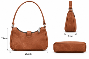 Bolso de Hombro Cruzado de Moda para Mujer Beena's, de Cuero de Microfibra Marrón, con Correa Ajustable y Cierre de Hebilla, Capacidad de 1-1.9L, Lavable a Máquina - Product Image 2
