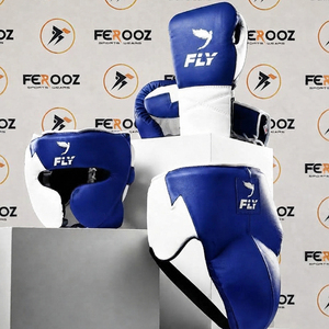 Ensemble de boxe Fly et protège-tête en cuir à lacets pour adultes, couleur rouge et blanc, équipement d'entraînement pour arts martiaux - Product Image 2