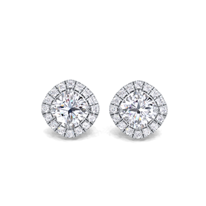 Boucles d'oreilles clous halo en diamant taille coussin 1,26 carat en argent sterling massif 925, bijoux fins, fermeture à vis - Product Image 1