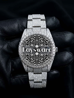 Montre personnalisée pour homme, entièrement sertie de diamants Moissanite VVS, cadran entièrement en Moissanite, chiffres arabes, montre mécanique à bracelet