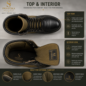 SUPER FORCE JB-SW-01 Leather/Suede Oxford Upper Black All Season Waterproof ISO9001 Certified <b>High</b> <b>Top</b> <b>Boots</b> Zip Rust - Product Image 2
